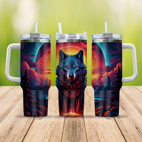 Wolf Native Dark Jungle Fire Hanlde Tumbler 40oz