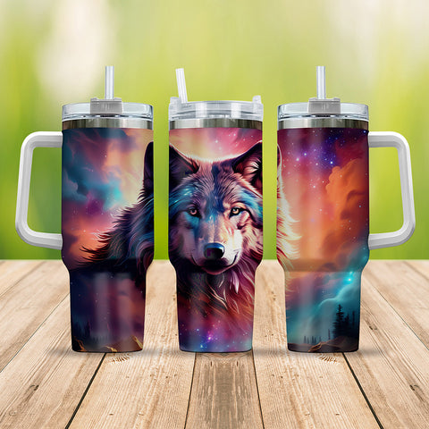 Wolf Native Galaxy Hanlde Tumbler 40oz