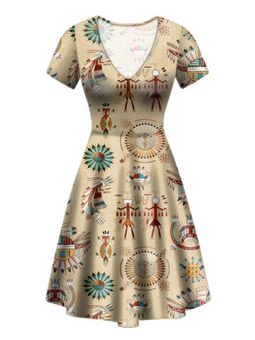 V-ND0086 Pattern Native V-Neck Dress