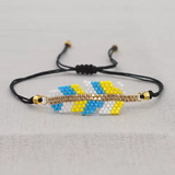 Leaf Feather Seed Beads Native American Bracelet
