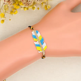 Leaf Feather Seed Beads Native American Bracelet