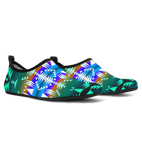 GB-NAT00654  Tribe Design Native American Aqua Shoes