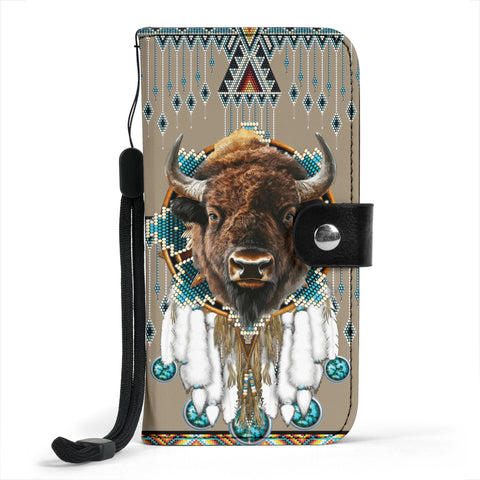 WPC0007 Bison Tribe Design Native American Wallet Phone Case