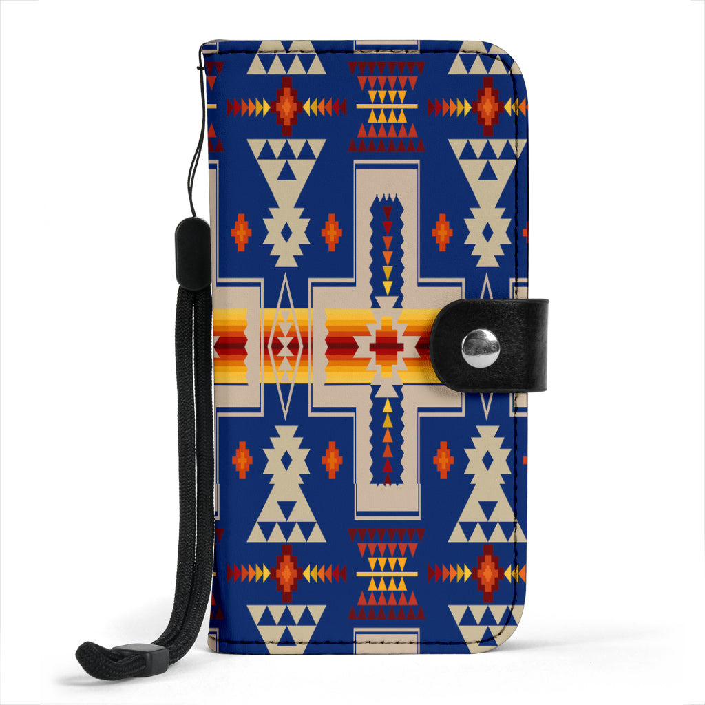 Powwow StoreGBNAT0006204 Navy Tribe Design Native American Wallet Phone Case new