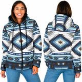 GB-NAT00528 Blue Colors Pattern Women's Padded Hooded Jacket