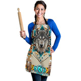 Powwow Storegb nat00069b blue mandala wolf american apron