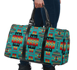 GB-NAT00046-01 Blue Tribes Pattern Native Travel Bag