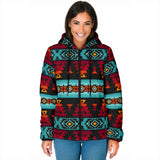 GB-HW0011313 Turtle Pattern Native American Women's Padded Hooded Jacket