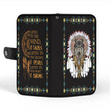 Powwow Storegb nat00446 a wolf with feather headdress wallet case new