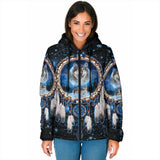 GB-NAT00010 Pattern Native American Women's Padded Hooded Jacket