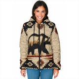 GB-NAT00900 Bear Pattern Native American Women's Padded Hooded Jacket