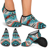 Powwow Storeturquoise and red bold dakota cross native american tribal aztec aqua shoes