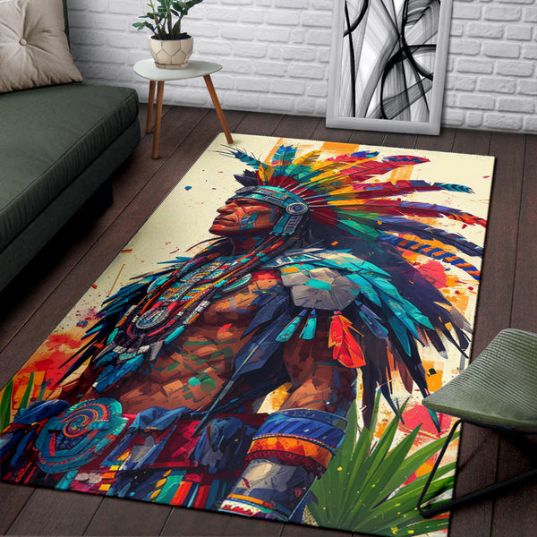 DS250710M06 Chief Native American Colorful Watercolor Area Rug – Powwow ...