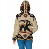 GB-NAT00900 Bear Pattern Native American Women's Padded Hooded Jacket