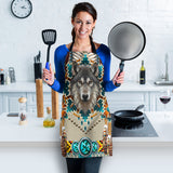 Powwow Storegb nat00069b blue mandala wolf american apron