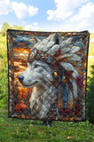 QLT-0017 Wolf Pattern Native American Premium Quilt