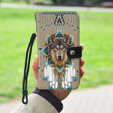 WPC0006 Wolf Tribe Design Native American Wallet Phone Case