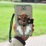 WPC0007 Bison Tribe Design Native American Wallet Phone Case