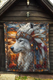 QLT-0017 Wolf Pattern Native American Premium Quilt