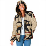 GB-NAT00900 Bear Pattern Native American Women's Padded Hooded Jacket