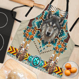 Powwow Storegb nat00069b blue mandala wolf american apron