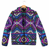 GB-NAT00380 Purple Tribe Pattern Women's Padded Hooded Jacket