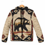 GB-NAT00900 Bear Pattern Native American Women's Padded Hooded Jacket