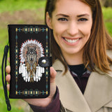 Powwow Storegb nat00446 a wolf with feather headdress wallet case new