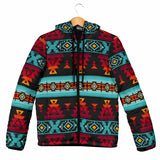 GB-HW0011313 Turtle Pattern Native American Women's Padded Hooded Jacket