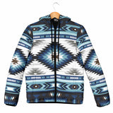 GB-NAT00528 Blue Colors Pattern Women's Padded Hooded Jacket