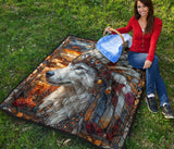 QLT-0017 Wolf Pattern Native American Premium Quilt