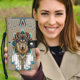 WPC0006 Wolf Tribe Design Native American Wallet Phone Case