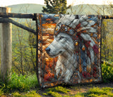 QLT-0017 Wolf Pattern Native American Premium Quilt