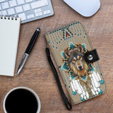 WPC0006 Wolf Tribe Design Native American Wallet Phone Case