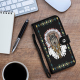 Powwow Storegb nat00446 a wolf with feather headdress wallet case new