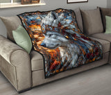 QLT-0017 Wolf Pattern Native American Premium Quilt