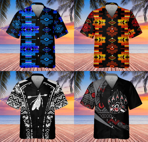 GB-HW001024 Tribe Design Native American Hawaiian Shirt 3D