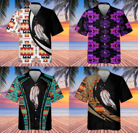 Powwow StoreGBHW001023 Tribe Design Native American Hawaiian Shirt 3D