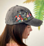 Custom Floral Baseball Cap, Daisy Hand Embroidered Baseball Cap, Wash Cotton Hat, Embroidered Denim Cap, Hat For Women, Summer Hat, Daiy Hat