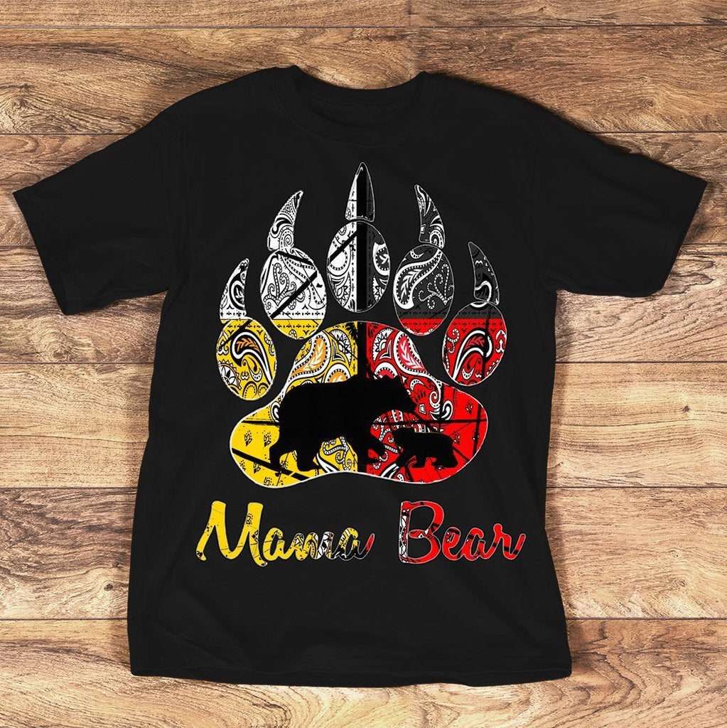 Powwow StoreMama Bear Baby Bear Medicine Wheels Native American 3D Tshirt