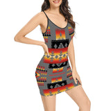 Powwow Store gb nat00046 11 gray tribe pattern native american fitted slip dress