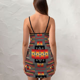 Powwow Store gb nat00046 11 gray tribe pattern native american fitted slip dress