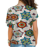 GB-NAT00042-02 Mini Turtle Cream Native American Cross Shoulder Shirt