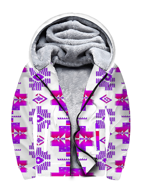 Powwow StoreGBNAT0072001 Purple Pattern Native 3D Fleece Hoodie