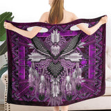 BR0013 - Pattern Mandala Purple Thunderbird Wearable Bathrobe Bath Wrap Towel