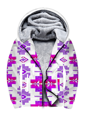 GB-NAT00720-01 Purple Pattern Native 3D Fleece Hoodie