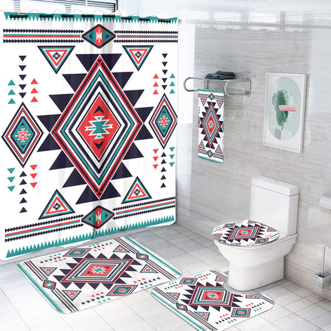 GB-NAT00146 White Geometric Native American Bathroom Set