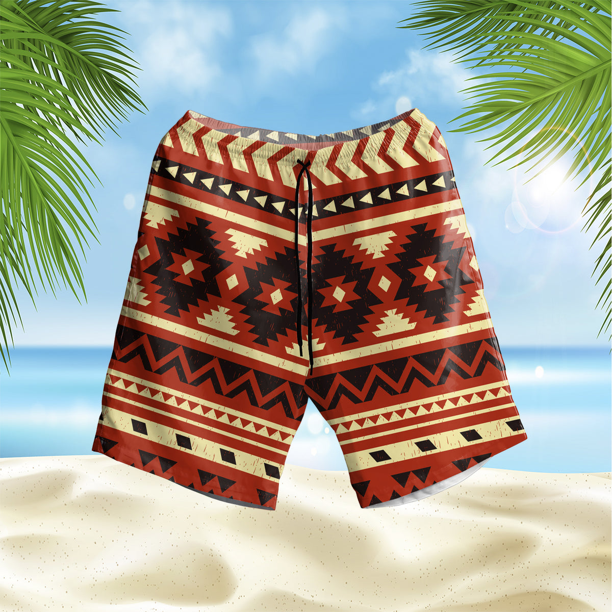Powwow StoreGBNAT00521 Seamless Ethnic Pattern Hawaiian Shorts