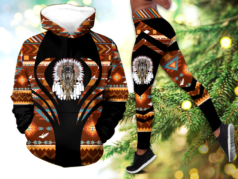 Powwow StoreHLS00316  Pattern Native 3D Hoodie Legging Set