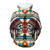 GB-NAT00401 Skull Chief Native 3D Hoodie